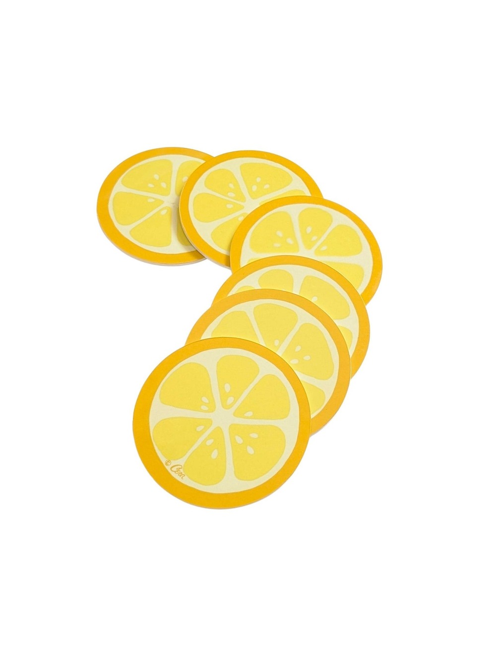 Vintage Cera Lemon Slice Drink Coasters